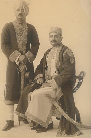 Maharaja Ejaz Rasul Khan of Jahangirabad (seated) and Raja Imtiaz Rasul Khan of Rasulpur